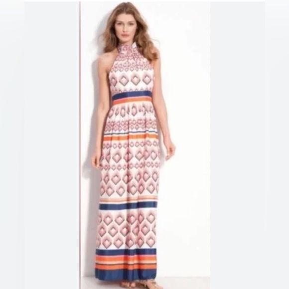 Eliza J NWT Missy Geometric Halter Maxi Dress - Picture 3 of 14